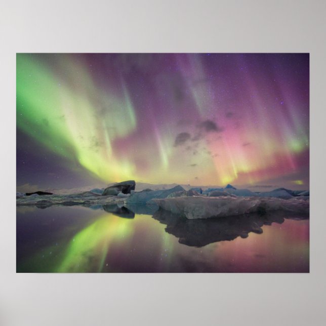 Poster Luzes da Aurora refletidas na lagoa (Frente)