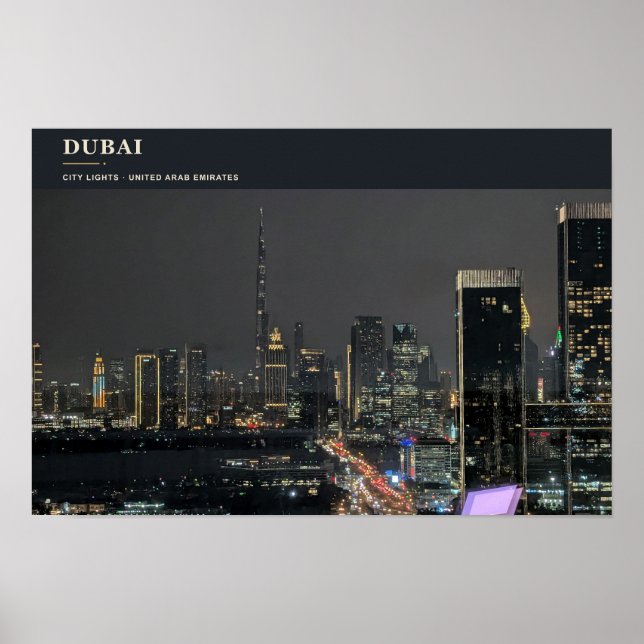 Poster Luzes da Cidade de Dubai (Frente)