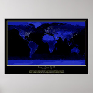 Póster Luzes Da Cidade Do Mundo Do Mapa Espacial Por Saté
