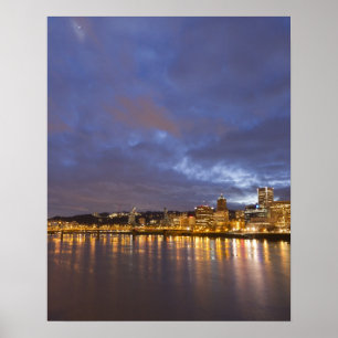 Poster Luzes da cidade refletidas no rio Willamette