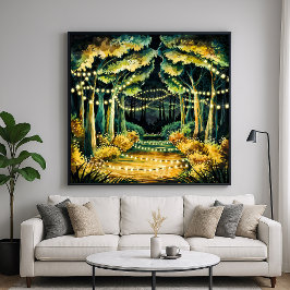 Poster Luzes da Floresta Noturna - Estilo Símico do Sábio