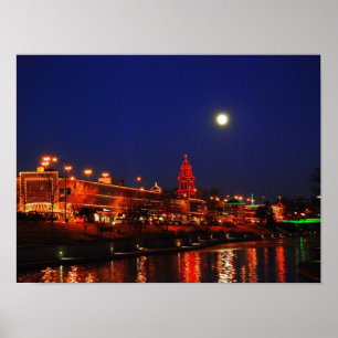 Póster Luzes da plaza de Kansas City sob uma Lua cheia