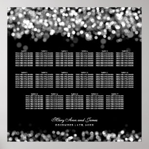 Poster Luzes da prata da carta do assento do casamento