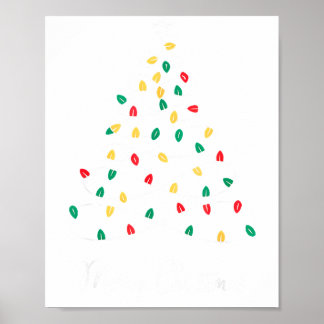 Poster Luzes de árvore de Natal alegre Natal retrô