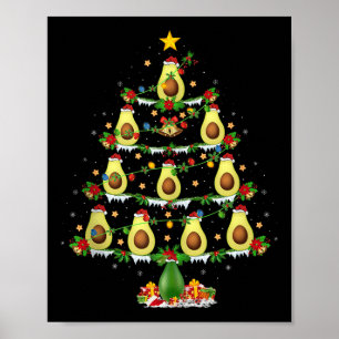 Poster Luzes de árvore de Natal de abacate Abacate engraç