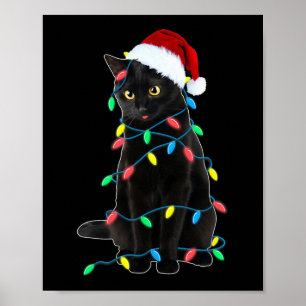 Poster Luzes de árvore de Natal de gato preto kit de gati