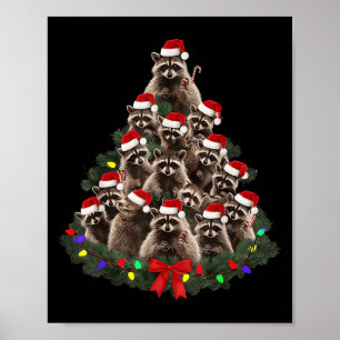 Poster Luzes de árvore de Natal de guaxinim pijama amante
