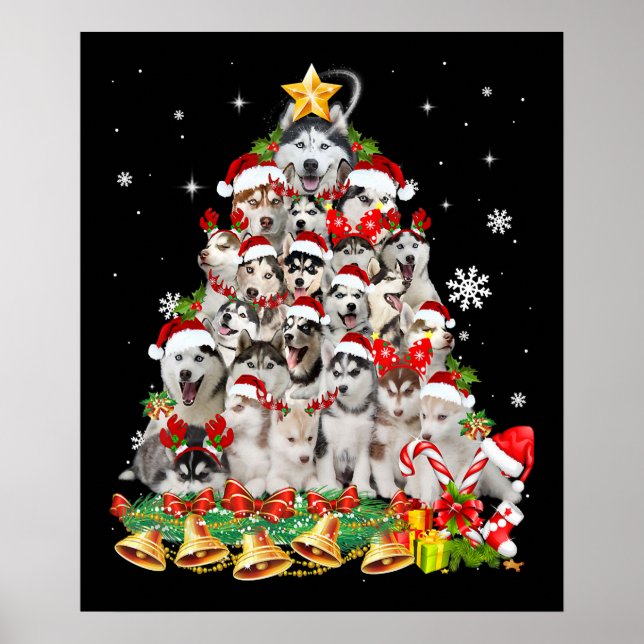 Poster Luzes de árvore de natal siberiana | Natal (Frente)