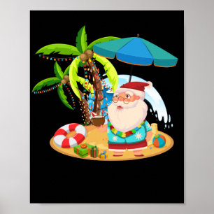 Poster Luzes de coco tropicais do Xmas Tropicais da Árvo