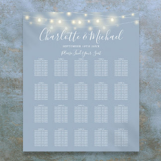Poster Luzes de Corda Azul Empoeirado Carta de Assentos d