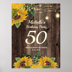 Poster Luzes de Corda de Girassóis Aniversário de 50 Anos
