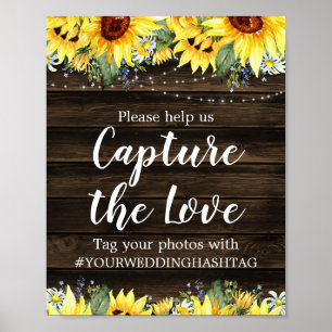 Poster Luzes de Corda de Girassol Rústico Casamento Hasht