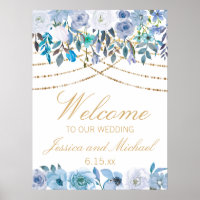 Luzes de Corda Floral Azul para Casamento Branco B