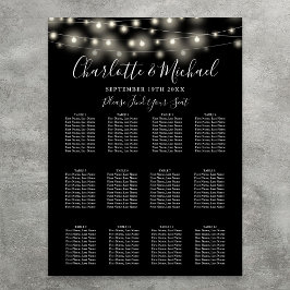 Poster Luzes de Corda Pretas e Brancas Gráfico de Assento