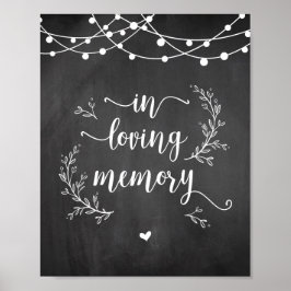 Poster Luzes de Corda Quadro Negro Em memória memorial