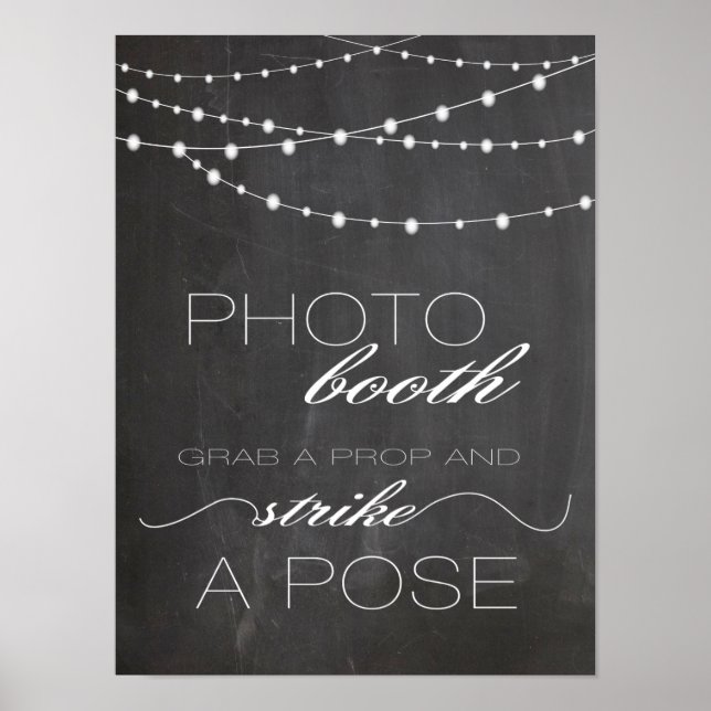 Poster Luzes de corda quadro-negro Placa de casamento de  (Frente)