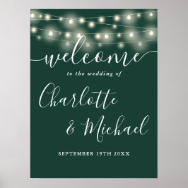 Poster Luzes de Corda Verde Esmeralda Sinal de Boas-Vinda