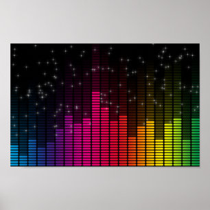 Poster Luzes de Discoteca Equalizador Volume de Música