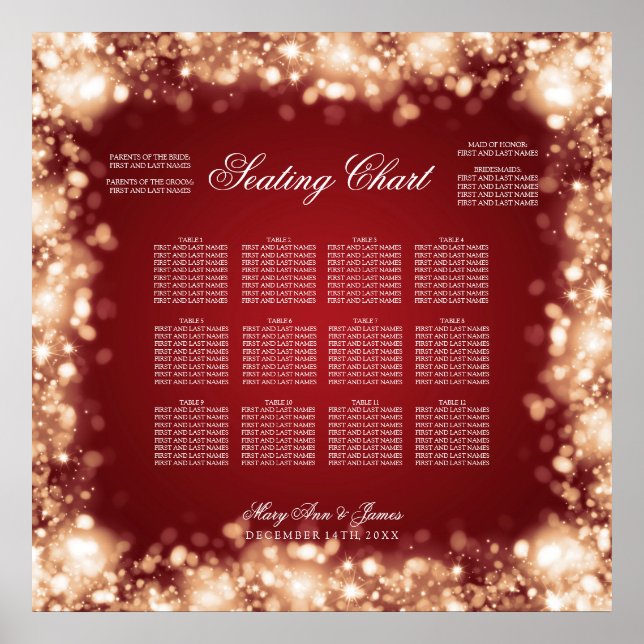 Poster Luzes de Espumação do Gráfico de Casamento Dourado (Frente)