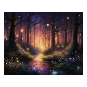 Póster Luzes de Firefly na Floresta Whimal