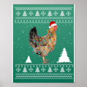 Poster Luzes de frango com pijama de Natal do Papai Noel