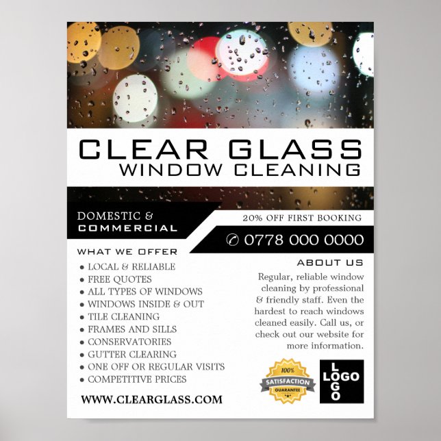 Poster Luzes de Janela, Publicidade de Limpeza de Janela (Frente)