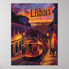 Poster Luzes de Lisboa: Sunset, Noite e Trilhos de Trama