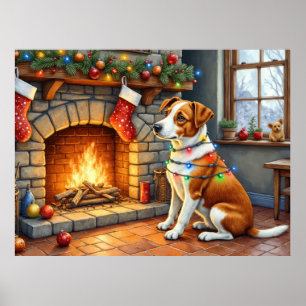 Poster Luzes de Natal com Terrier da Baía de Chesapeake n
