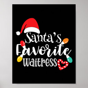Poster Luzes de Natal da garçonete favorita do Papai Noel
