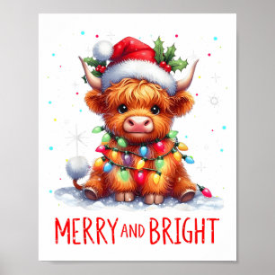 Poster Luzes de Natal de Bezerro Fofo das Terras Altas Al