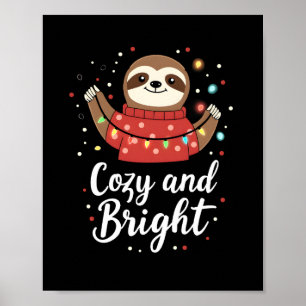 Poster Luzes de Natal de Preguiça Aconchegantes e Brilhan