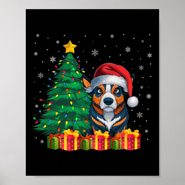 Poster Luzes de Natal de Santa Hat, Gata Australiana (Frente)