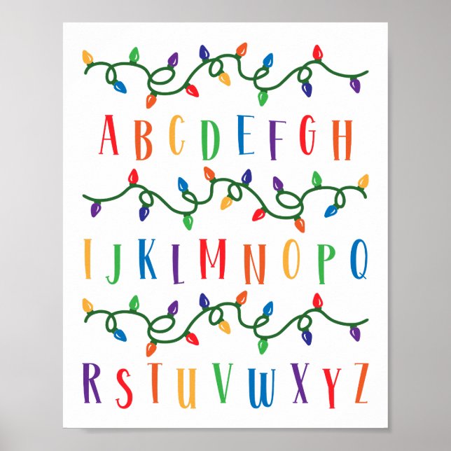 Poster Luzes de natal do Alphabet Wall ABC (Frente)
