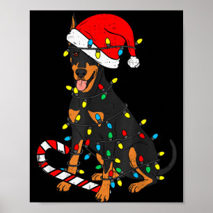 Poster Luzes de Natal do Cão Doberman Papai Noel Xmas Cão