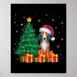 Poster Luzes de Natal do Foxhound Santa Hat Americano