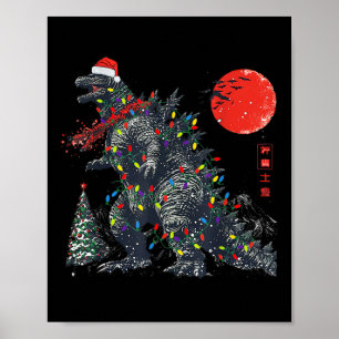 Poster Luzes de Natal do Monstro do Papai Noel Engraçado 