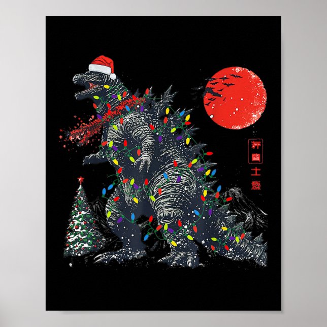 Poster Luzes de Natal do Monstro do Papai Noel Engraçado  (Frente)
