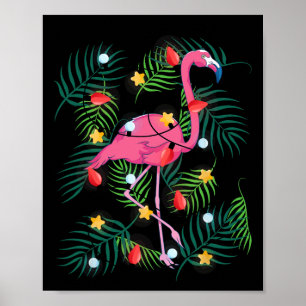 Poster Luzes de Natal Flamingo Havaí Natal Tropical Engra