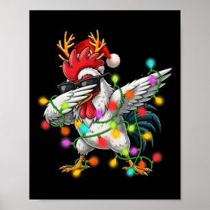 Poster Luzes de Natal Frango Dabbing Papai Noel Natal Div