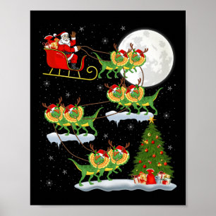 Poster Luzes de Natal Papai Noel Montando Dinossauro Dilo