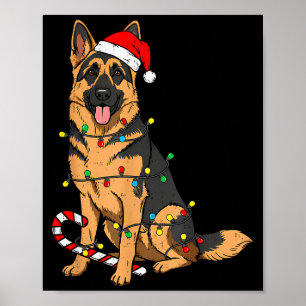 Poster Luzes de Natal para Cão Pastor Alemão Pet Cachorro