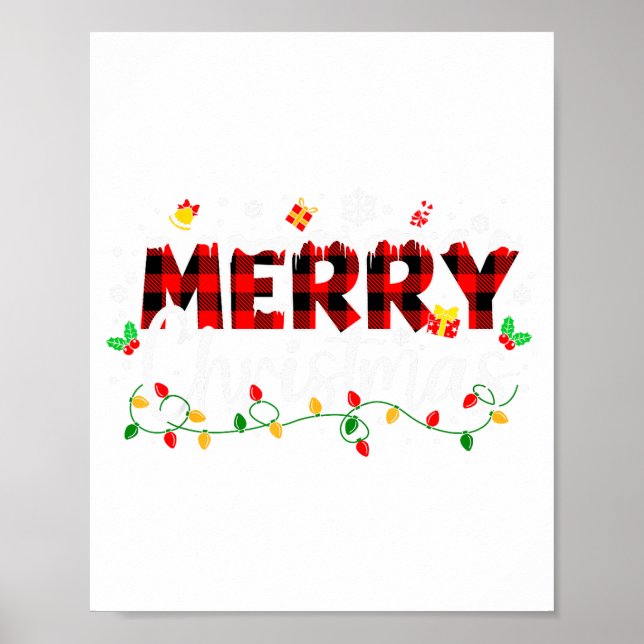 Poster Luzes de Natal Vermelhas Chapéu de Papai Noel Nata (Frente)