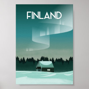 Poster Luzes de norte de inverno na Finlândia Lapónia