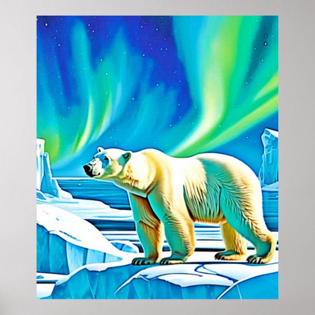 Poster Luzes de Norte do Urso Ártico (Frente)