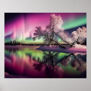 Poster Luzes de norte e lago pacífico