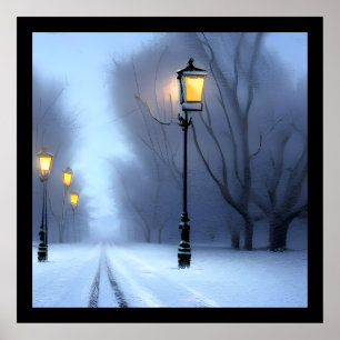 Poster Luzes De Rua Piscando Em Wonderland De inverno