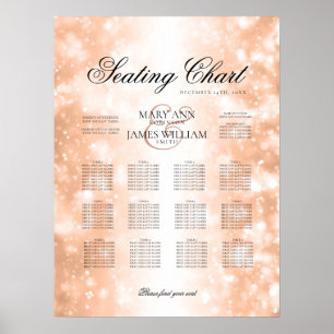 Póster Luzes de Shimmer Douradas do Gráfico de Casamento