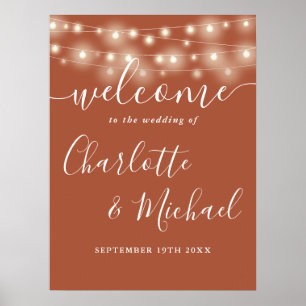 Poster Luzes de Terracota com Cordão de Luz Casamento Pla