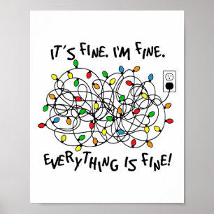 Poster Luzes Divertidas de Natal Está Bem Estou Bem Tudo 