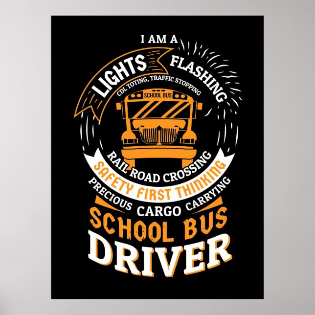 Poster Luzes do driver do barramento escolar piscando (Frente)